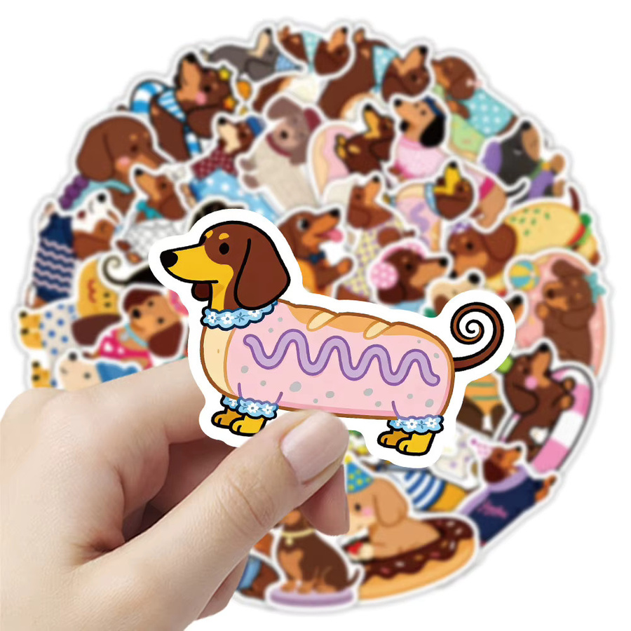 50er-Pack Wasserfeste Cartoon-Hunde-Doodle-Aufkleber aus PVC in Multicolour für Gepäck, Gitarre, Helm und Notizbücher - Bild 2