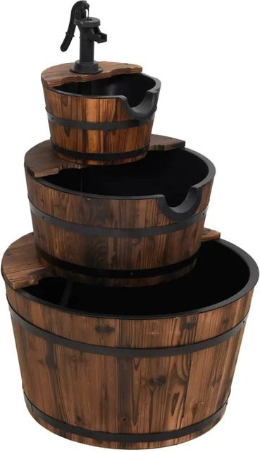 vidaXL Gartenbrunnen mit Pumpe aus Tannenholz in Braun, B/T/H: 60 x 60 x 94 cm - Bild 1