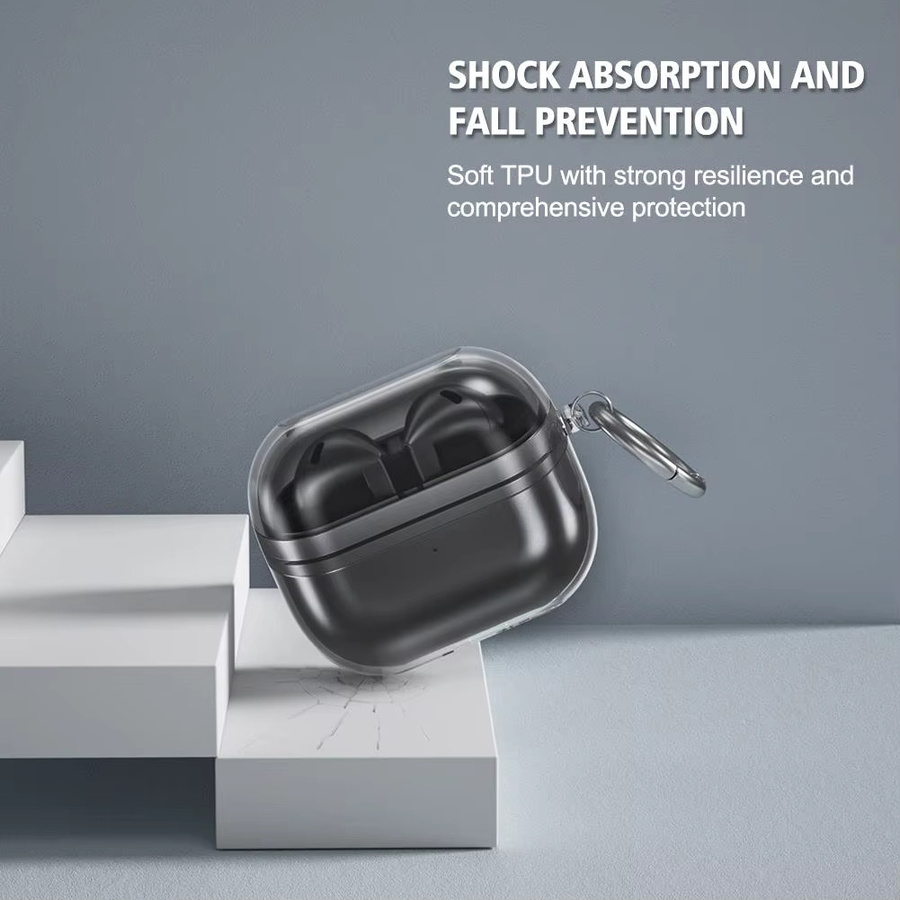 Stoßfeste Silikonhülle für Samsung Galaxy Buds 3 Pro in Transparent oder Purple mit Schalterhaken - Bild 2