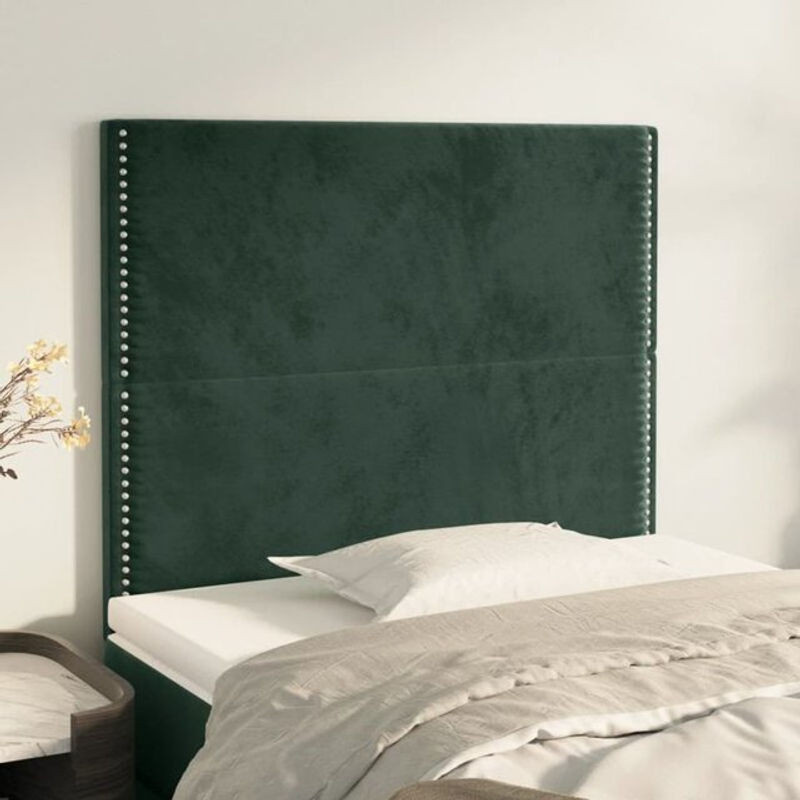 Vidaxl Kopfteile Set 2 Stück aus Samt in Dunkelgrün, B/H: 90 x 78/88 cm, Tiefe: 5 cm - Bild 1