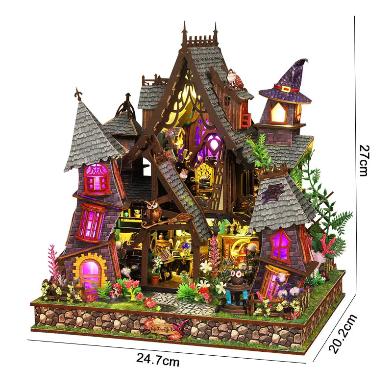 zuuton Magisches Hexenhaus, 3D Holzpuzzle, DIY Bausatz, mit warmer LED-Beleuchtung - Bild 5