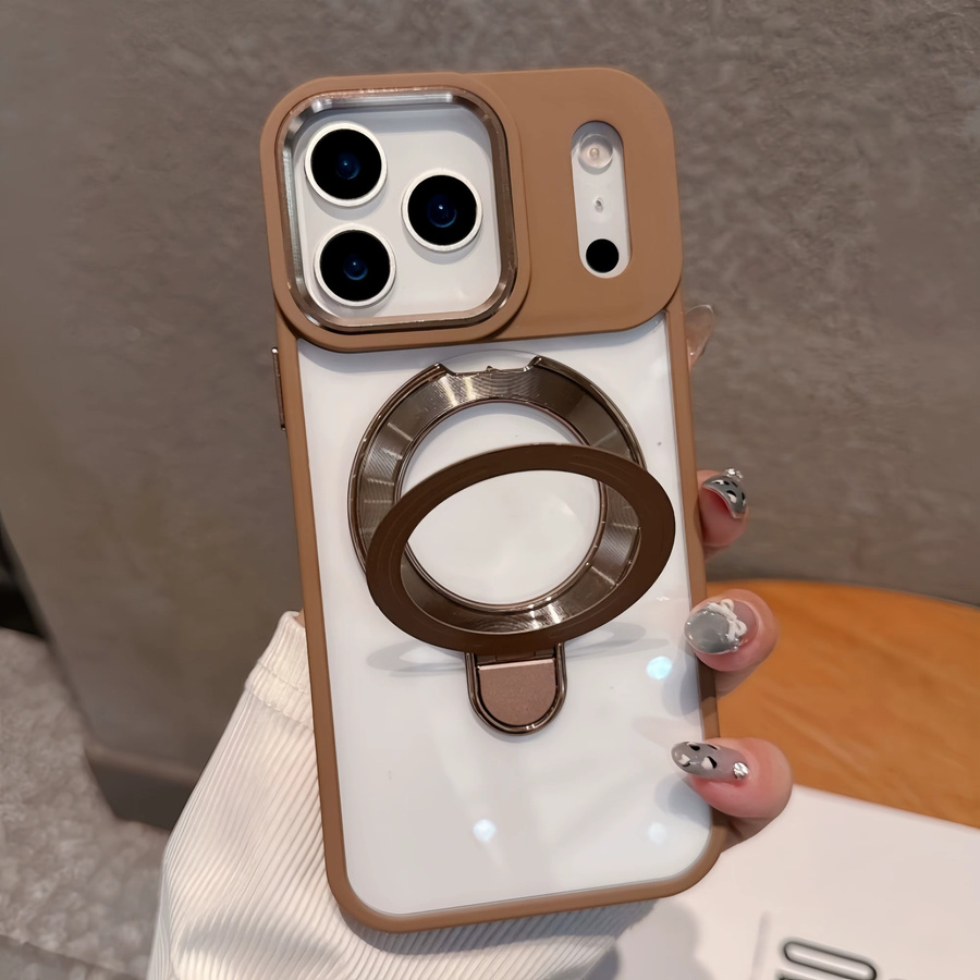 lolozzx MagSafe Magnetische Schutzhülle für iPhone 17 16 15 14 13 Plus Pro Max Transparent mit Metallring für kabelloses Laden in Pink - Bild 1