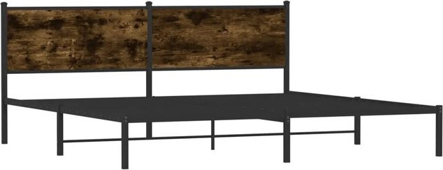 vidaXL Metallbett in Räuchereiche ohne Matratze, B/T/H: 193 x 203 x 91,5 cm - Bild 1
