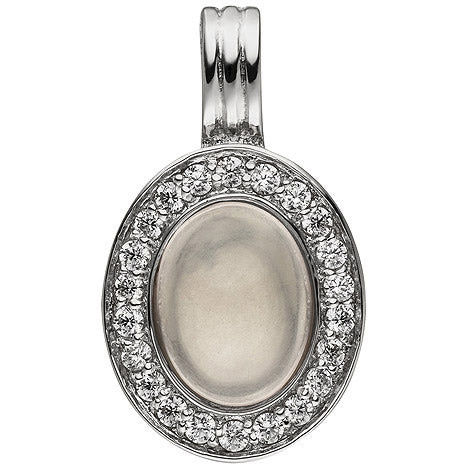 Colfem Anhänger Oval, 925 Sterling Silber, Rosenquarz, Zirkonia - Bild 1