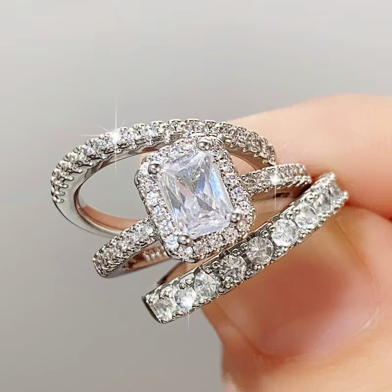 Huitan Ringe Set, Zirkonia, Silber, Damen - Bild 4