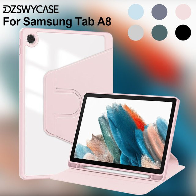 DZSWYCASE 360 Grad drehbare Schutzhülle für Samsung Galaxy Tab A8 10,5 Zoll 2021 (SM-X200/X205/X207) in Pink mit automatischer Wake/Sleep-Funktion - Bild 1