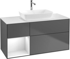 V&B Waschtischunterschrank Finion mit Wandbeleuchtung in Anthrazit lackiert, Breite: 120 cm, Tiefe: 50,1 cm, Höhe: 50,1 cm - Bild 1