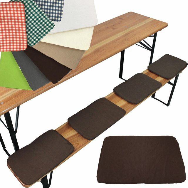 NYVI Bierbank Sitzkissen 4er Set Gala Braun B/T: 36 x 25 cm mit Klettband Befestigung - Bild 1