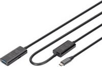 DIGITUS Aktives USB 3.2 Gen 1 Verlängerungskabel USB-C auf USB-A in Schwarz, Länge: 10,0 m - Bild 1