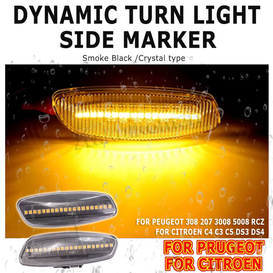 Dynamische LED Seitenmarkierungsleuchten Blinker für Citroen C3 C4 C5 DS3 DS4 und Peugeot 207 308 3008 5008 RCZ, 1 Paar - Bild 3