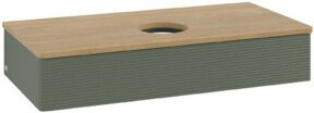 V&B Waschtischunterschrank Antao mit Frontstruktur in Eiche Honig und Grau Grün B/T/H: 100 x 50 x 19 cm - Bild 1