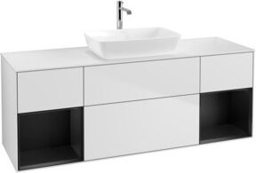 V&B Waschtischunterschrank Finion mit Wandbeleuchtung, Breite: 160 cm, Farben: Blau und Weiß lackiert - Bild 1