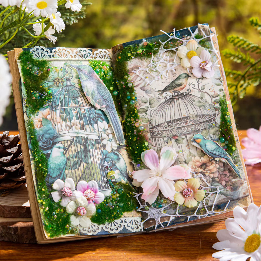 30 Stück Vintage Wald und Vogel Dekorationspapier für Scrapbooking und DIY Tagebuch, Multicolour, Matt - Bild 2