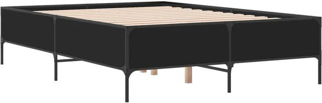vidaXL Bettgestell aus Holzwerkstoff und Stahl in Schwarz B/T/H: 138 x 138 x 44 cm - Bild 1