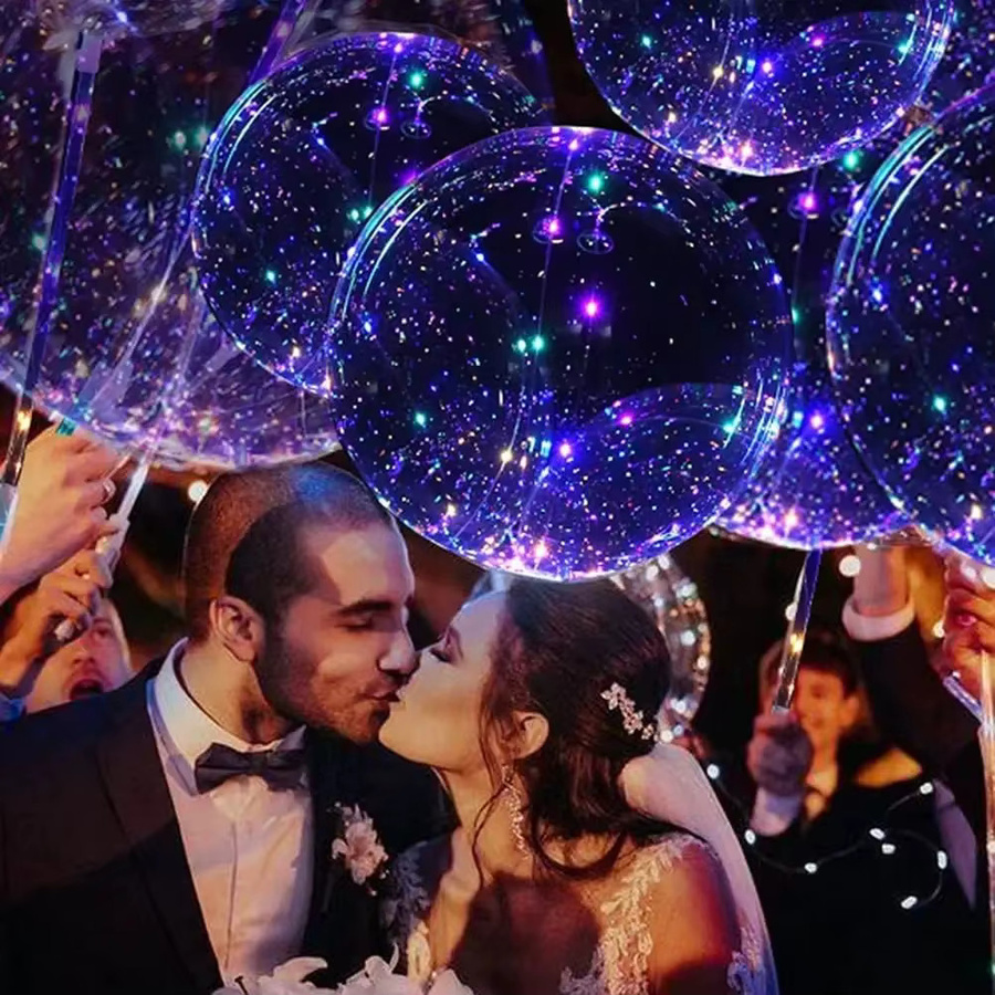 LED-Leuchtballons in Lila mit RGB-Lichterkette und Stäbchen für deine Dekoration - Bild 2