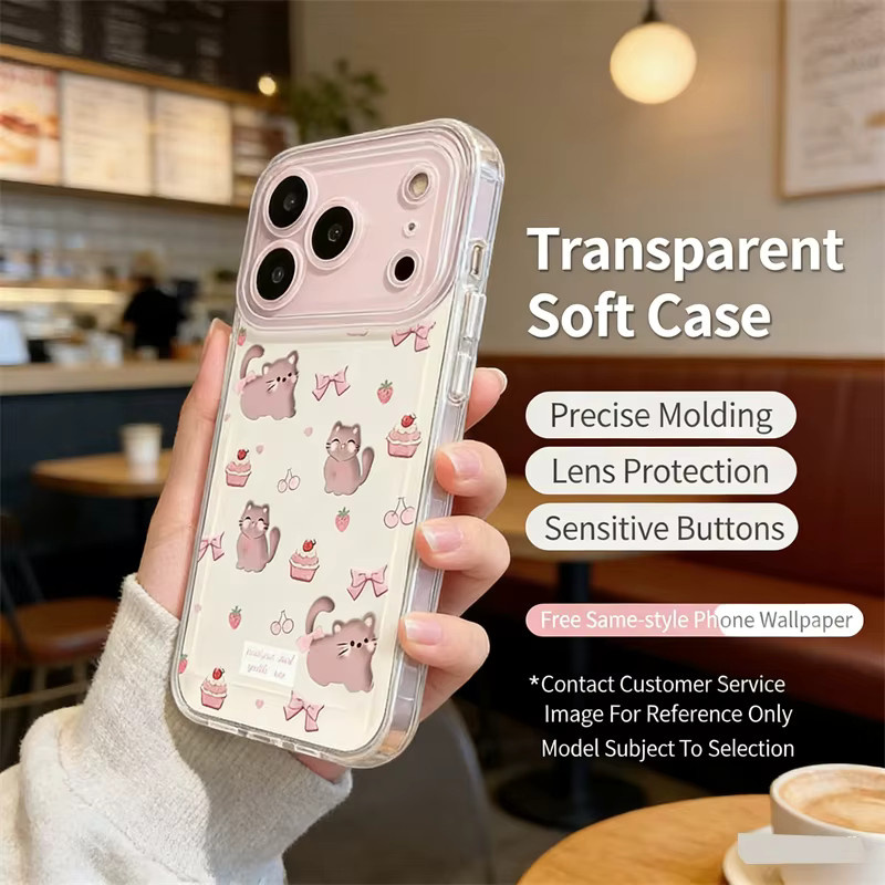 Niedrige Handyhülle mit Kätzchen- und Welpen-Design für Apple iPhone 17 Pro Max, iPhone 17e, 16, 15, 14 in Transparent - Bild 2