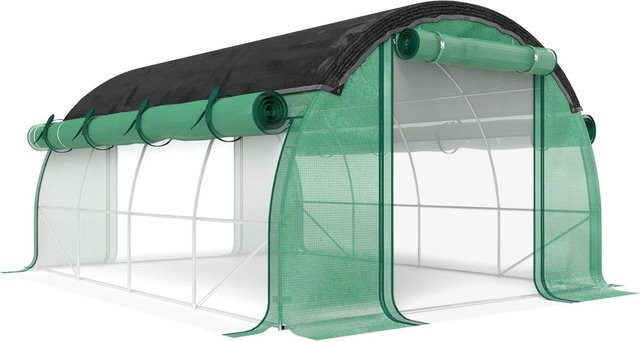 Furnicato Polytunnel-Gewächshaus mit Sonnenschutznetz und rollbaren Seitenwänden in Grün, B/T/H: 400 x 300 x 240 cm - Bild 1