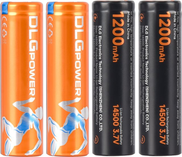 DLGPOWER 14500 AA Akku 1200mAh 3,7V Lithium-Ionen wiederaufladbarer Akku für Taschenlampen und Elektronik - Bild 1