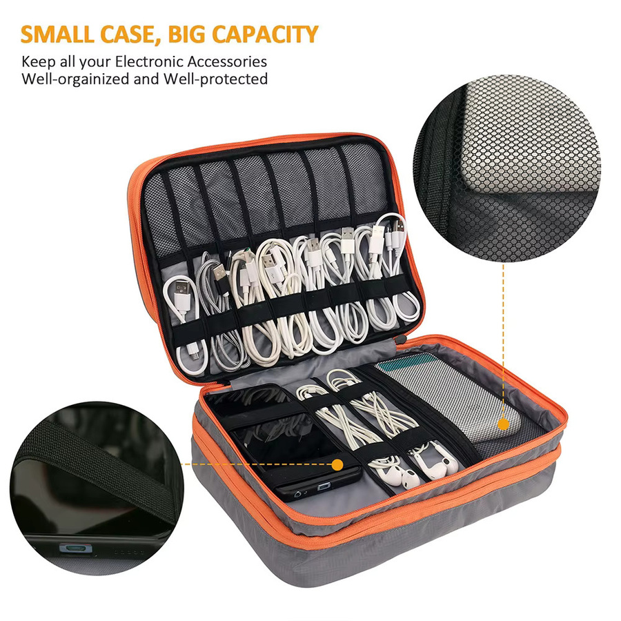 Acoki Mehrschichtiger Organizer für elektronisches Zubehör in Grau mit Vordertasche und großem Fassungsvermögen für iPad - Bild 3