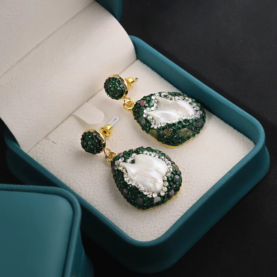 GLSEEVO Schmuck-Set, Perle, Grün, Gold, Messing, Damen - Bild 3