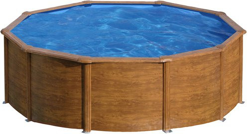 GRE Rundpool Pacific in Holzoptik braun, Durchmesser: 460 cm, Höhe: 120 cm - Bild 1