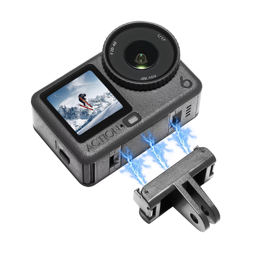 Magnetische Adapterhalterung für DJI OSMO Action 6 und NANO in Schwarz mit Anti-Rutsch-Pad für werkzeuglose Installation - Bild 2