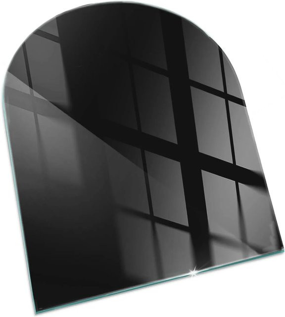 Tulup Kamin-Glasplatte aus Glas in Schwarz als Halbkreis B: 80 cm, H: 70 cm - Bild 1