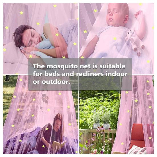 Home Textile Faltbarer Bett Baldachin mit leuchtenden Sternen in Rosa für Kinderzimmer - Bild 5