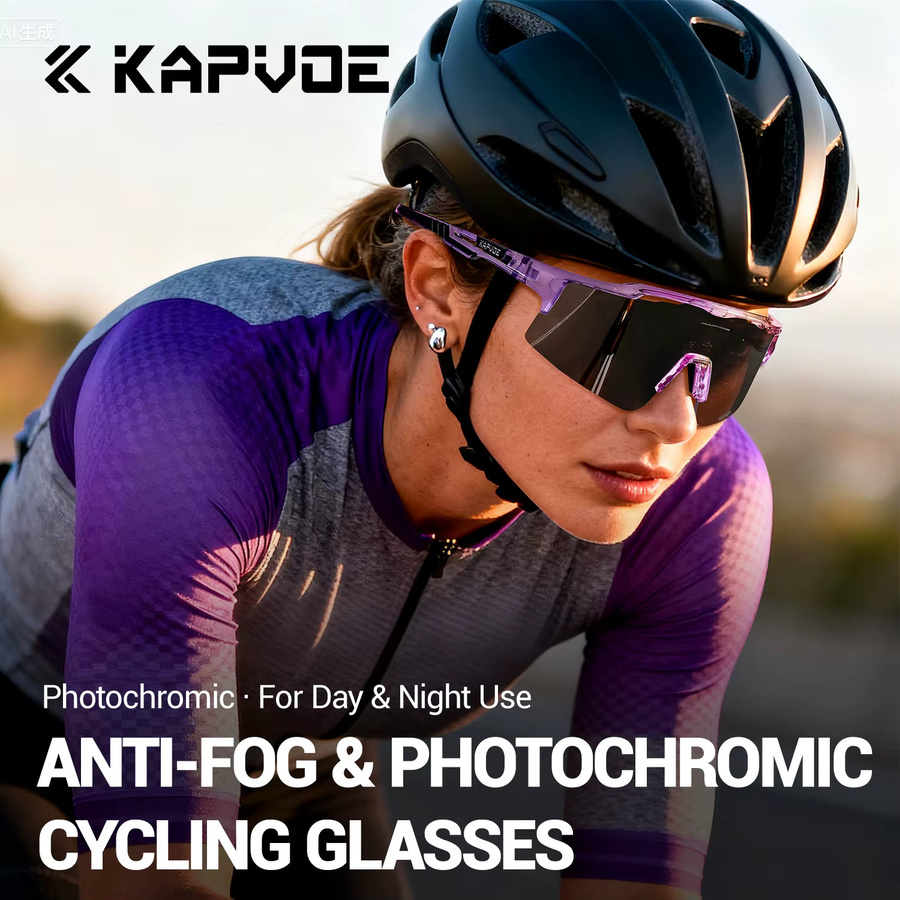 KAPVOE Sportsonnenbrille, Photochrome, Männer, Purple, Kunststoff - Bild 2