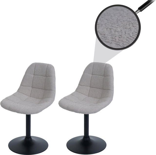 2er-Set MCW Esszimmerstuhl A60 Drehstuhl mit Bouclé-Bezug in Beige und Stahlgestell - Bild 1