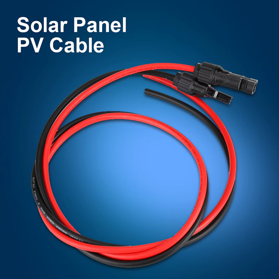 Paar Rot-Schwarze Solarmodul-PV-Kabel mit 2,5mm Querschnitt und Stecker- sowie Buchsenanschlüssen - Bild 3