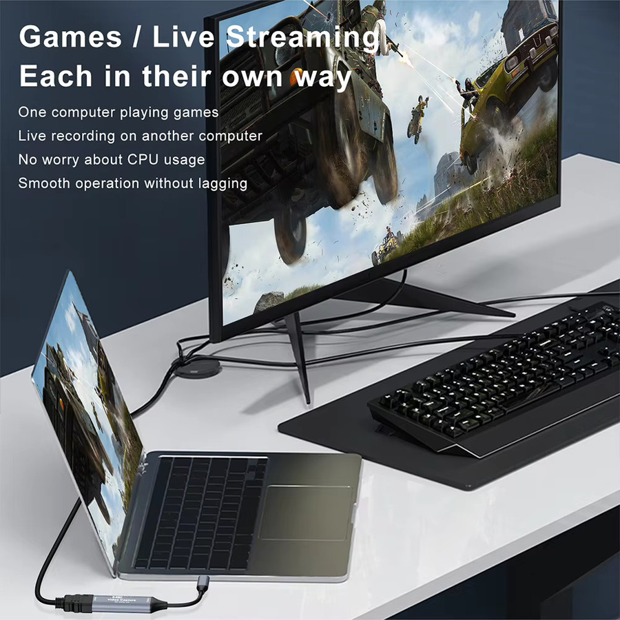 KOJESHUN Video Capture Card HDMI zu USB-C 3.1 Grabber in Grau für PS5, Xbox, Nintendo Switch, Macbook und iPad - Bild 3
