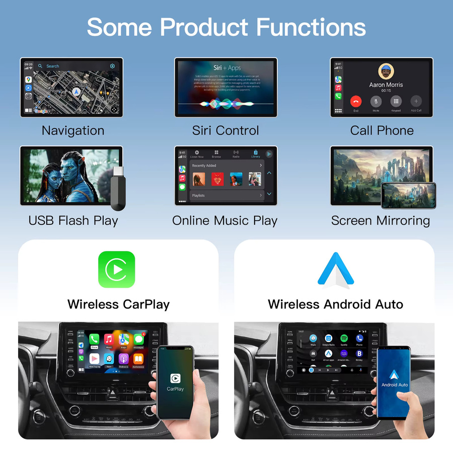 CARABC Drahtloses CarPlay und Android Auto Modul für Toyota Entune 2.0 Touch in Schwarz und Grau - Bild 2