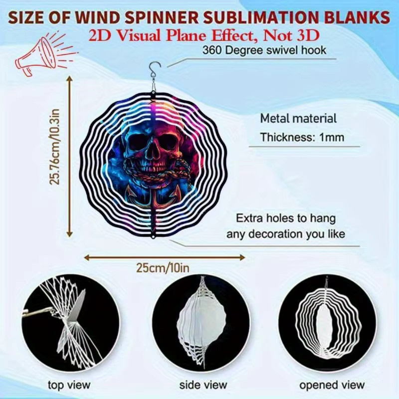 CIFBUY Piratenschädel-Windspiel aus Metall in Multicolour für Garten und Terrasse - Bild 3
