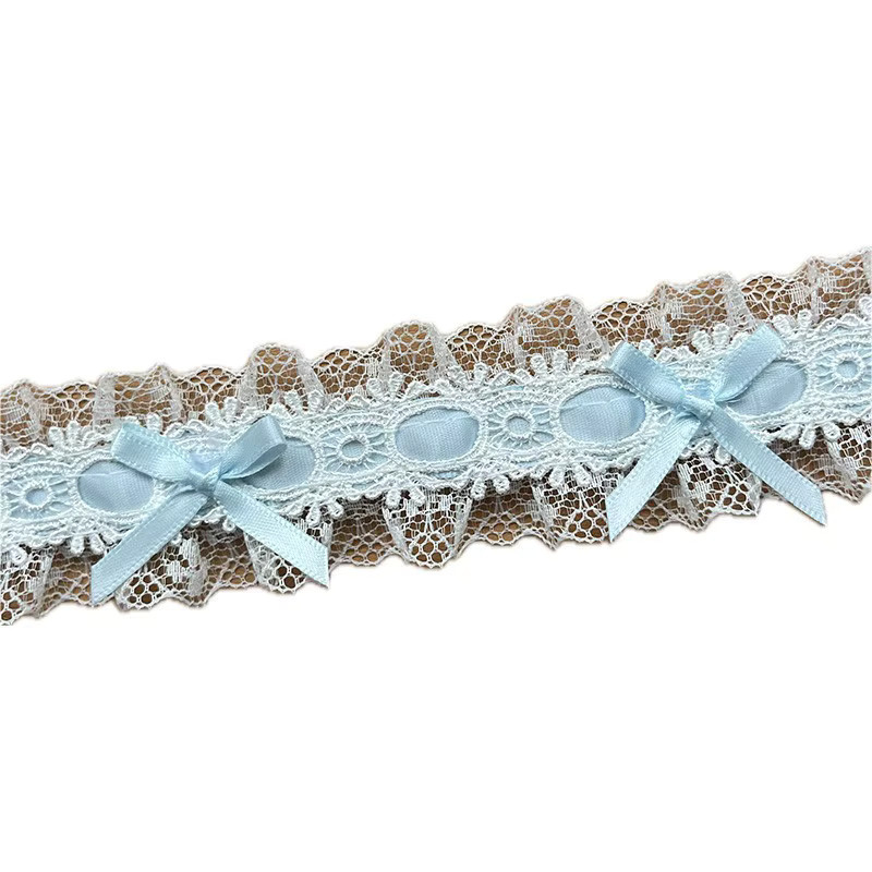Französischer Luxus-Lolita-Spitzenbesatz mit Schleife in Blau für Damenbekleidung und Haarbanddekoration - Bild 2