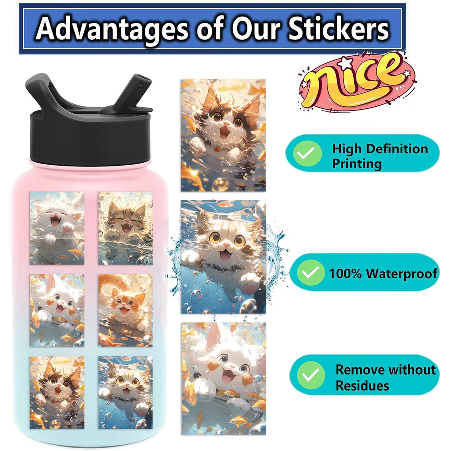 50 Stück Cartoon Anime Katzen Aufkleber wasserfest dekorativ in Multicolour von BulingBulingStickers Shop - Bild 3