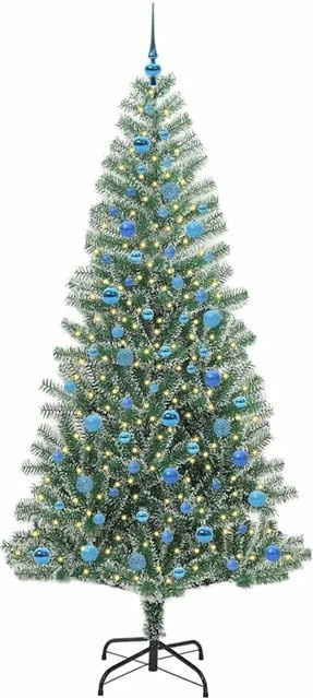 vidaXL Künstlicher Weihnachtsbaum Beschneit mit Warmweißem LED Licht, Grün-Weiß, Höhe: 240 cm - Bild 1