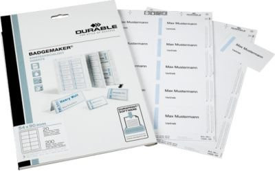 Durable Ersatz-Einsteckschilderbogen in Weiß, B/H: 54 x 90 mm, 200 Stück - Bild 1