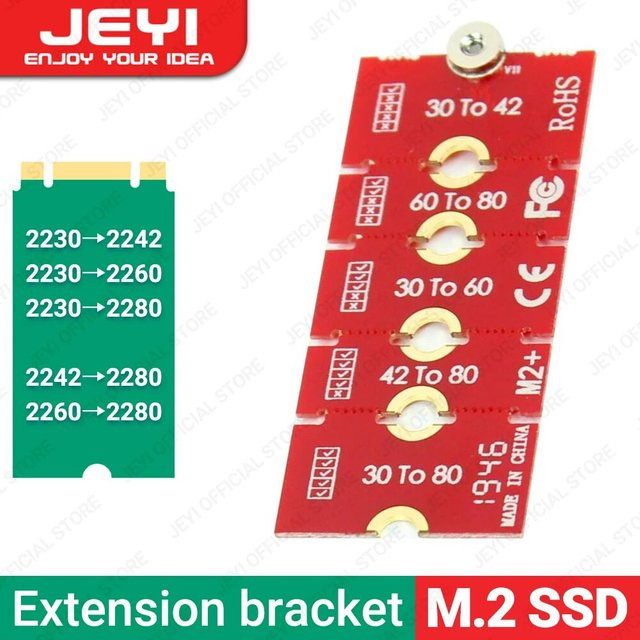 JEYI M.2 NVMe SSD Verlängerungshalterung in Rot für 2230 2242 2260 2280 Formfaktoren - Bild 1
