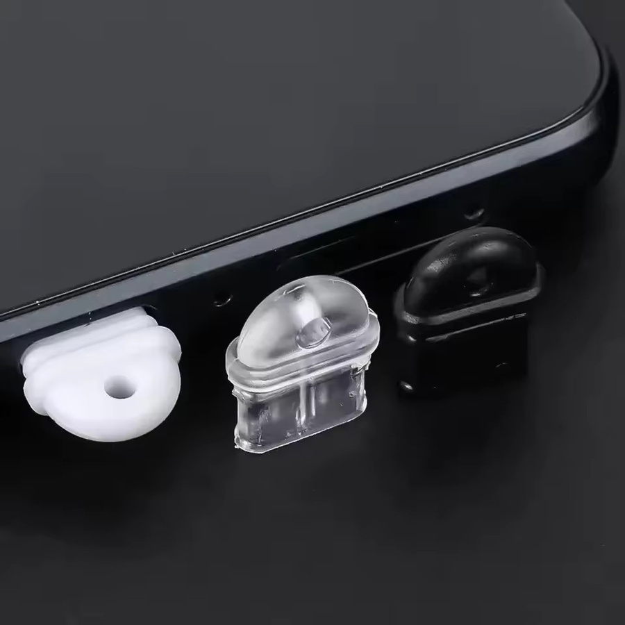 Transparentes Staubschutz-Set für Huawei USB-C Ladeport, Staubstopper für dein Handy, Schwarz - Bild 1