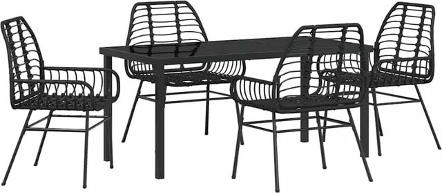 vidaXL Garten Essgruppe 5-teilig aus Poly-Rattan und Glas in Schwarz - Bild 1