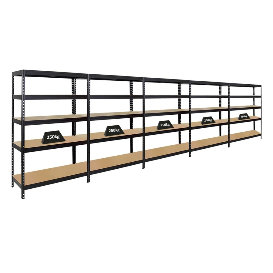PROREGAL 5er Set Schwerlastregal Rivet in Schwarz, H x B x T: 180 x 120 x 45 cm, Fachlast 250 kg - Bild 2