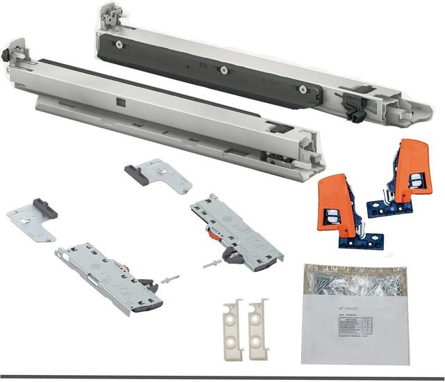 Blum Movento Blumotion Schubladenschienen Set mit Tip-On, Bodenmontage, Farbe: Silber, Länge: 400 mm, Tragkraft: 40 kg - Bild 1