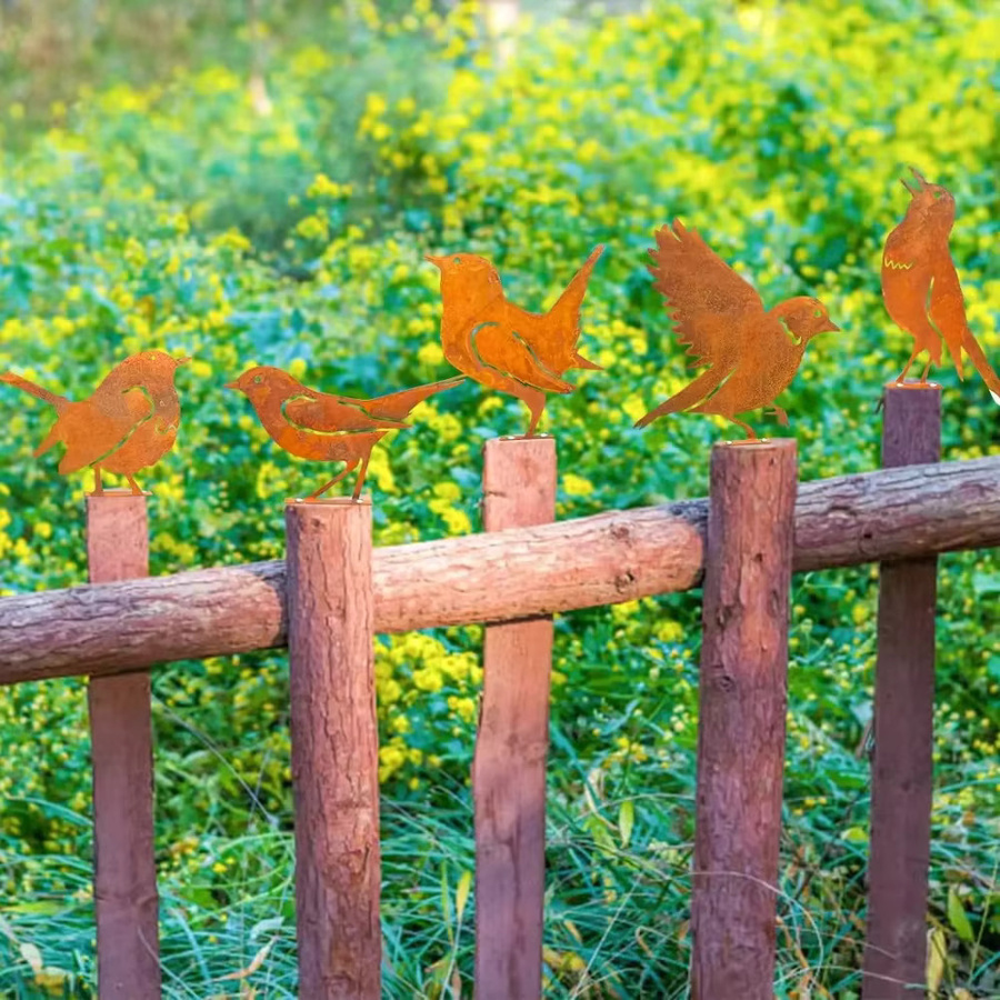 CIFBUY Rostige Vogelsilhouette aus Metall als rustikale Gartenkunst in Braun für deinen Hof und deine Terrasse - Bild 2