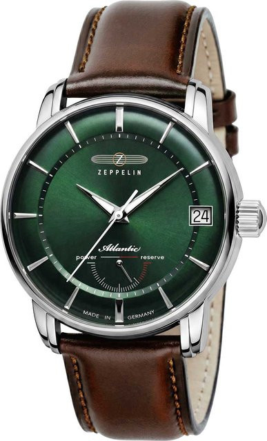Zeppelin Automatik Herrenuhr, Edelstahl, 43 mm, Leder, Grün, 5 ATM - Bild 1