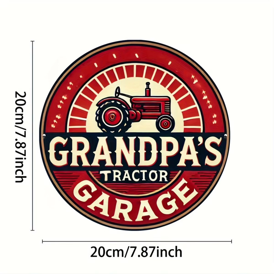 Potdemiel Opa-Garage Rundes Wandkunstschild aus Metall im Vintage-Stil, Durchmesser: 20,3 cm, Mehrfarbig - Bild 2