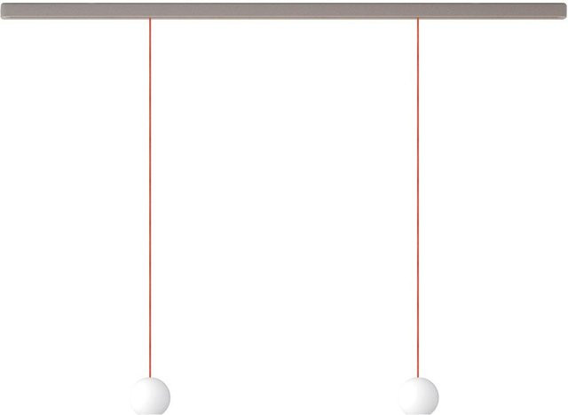 KOMOT KOS Duo S LED-Pendelleuchte mit Schiene, Nickel matt, Orange und mundgeblasenem Opalglas, Tunable White 2200K - 4200K, Länge: 150 cm - Bild 1