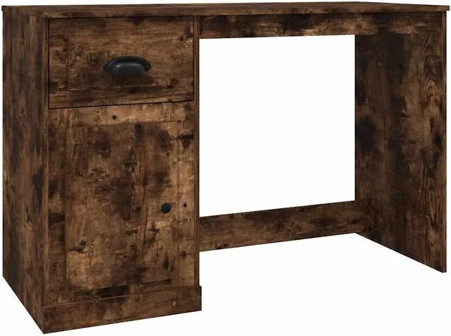 vidaXL Schreibtisch mit Schublade in Räuchereiche, moderner Arbeitstisch für Büro und Wohnraum, B/T/H: 115 x 50 x 75 cm - Bild 1