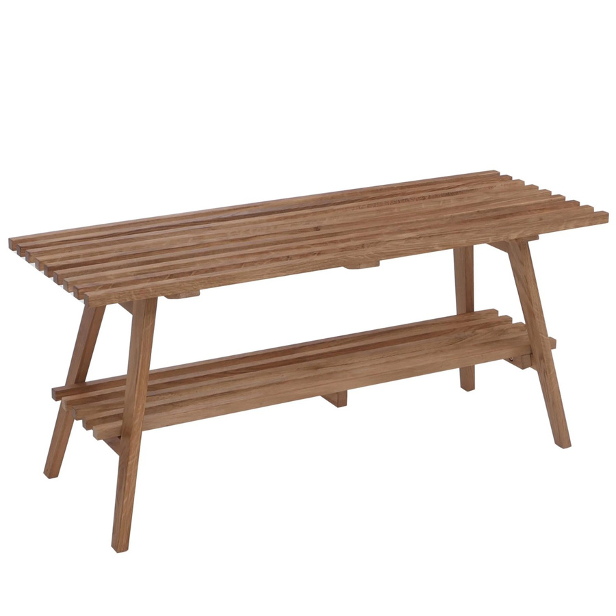 MCA Garderoben-Bank mit Schuhregal aus Massiv-Holz Eiche, braun, B/T/H: 100 x 35 x 45 cm - Bild 3