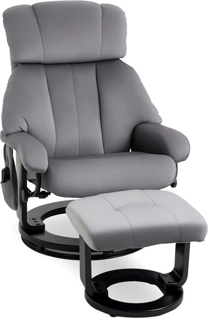 HOMCOM Massagesessel mit Liegefunktion und Hocker in Grau mit Samtbezug, B/T/H: 76 x 80 x 102 cm - Bild 1